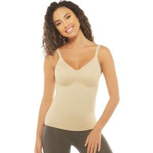 Rhonda Shear Flirt Wireless Molded Cup Camisole Beige LARGE